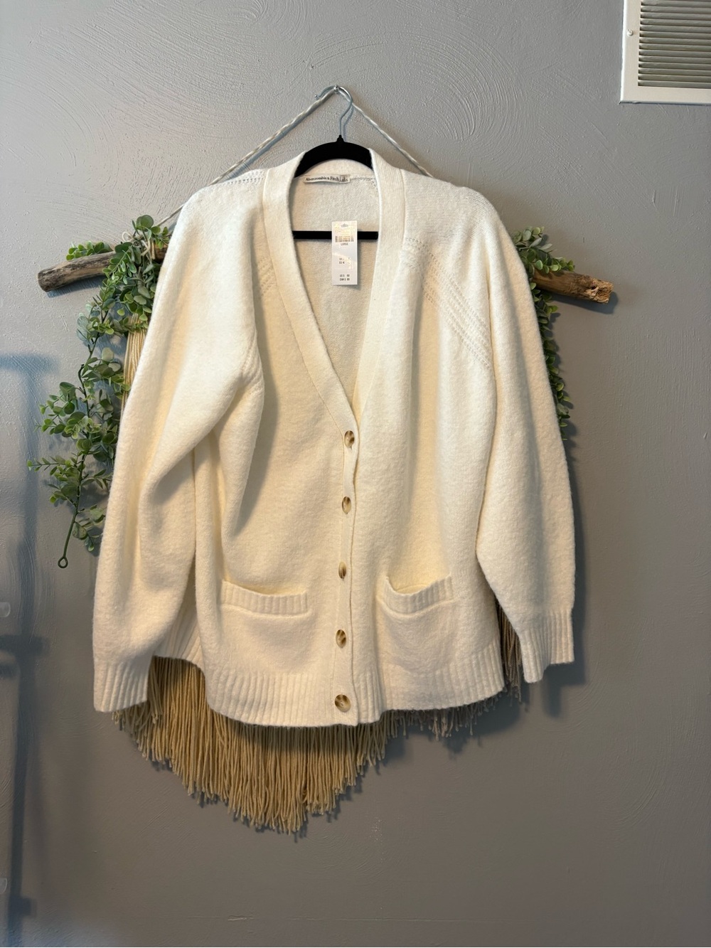 Abercrombie & Fitch Super Soft Oversized Cream Button-Front Women's Cardigan